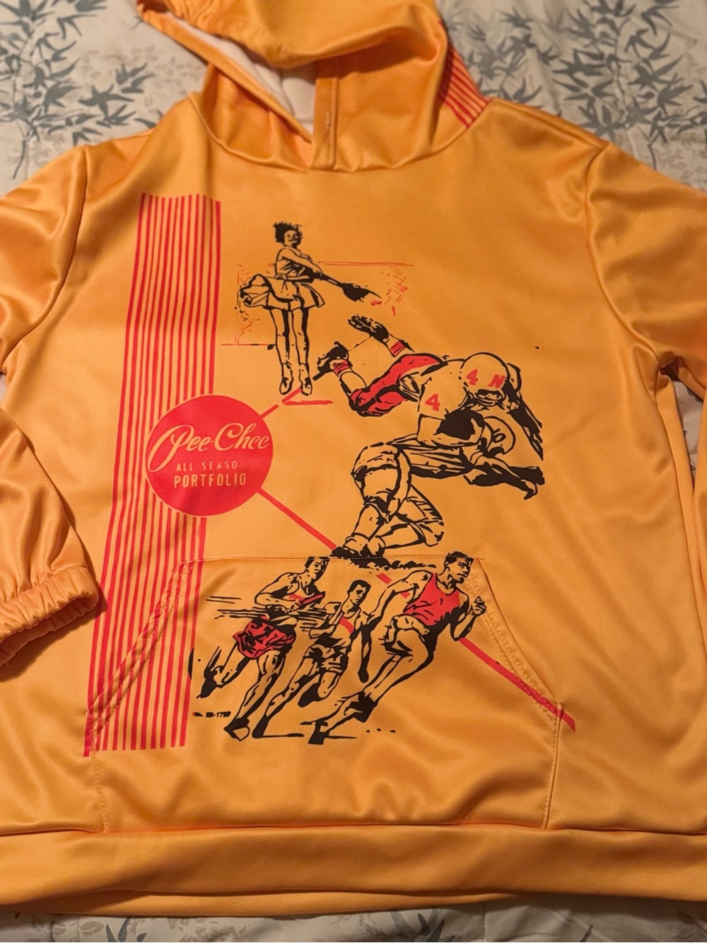 Pee Chee Golden Yellow Retro Graphic Hoodie